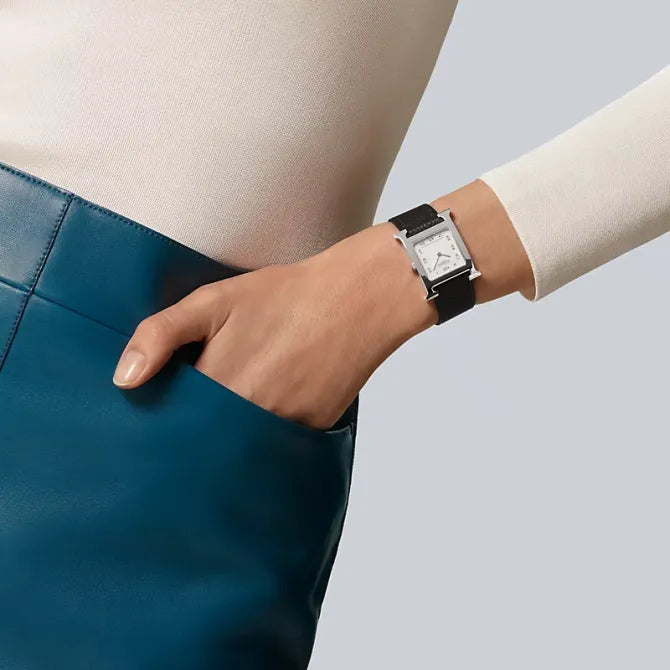 Heure H Watch Medium Model – 30mm Steel with Leather Strap