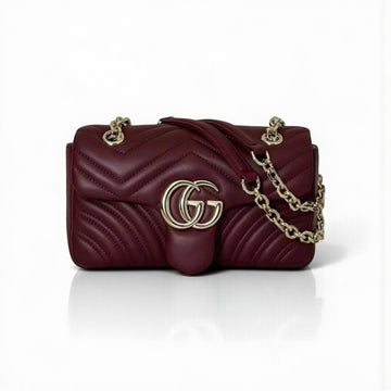 Gucci GG Marmont Small Shoulder Bag in Off White Leather