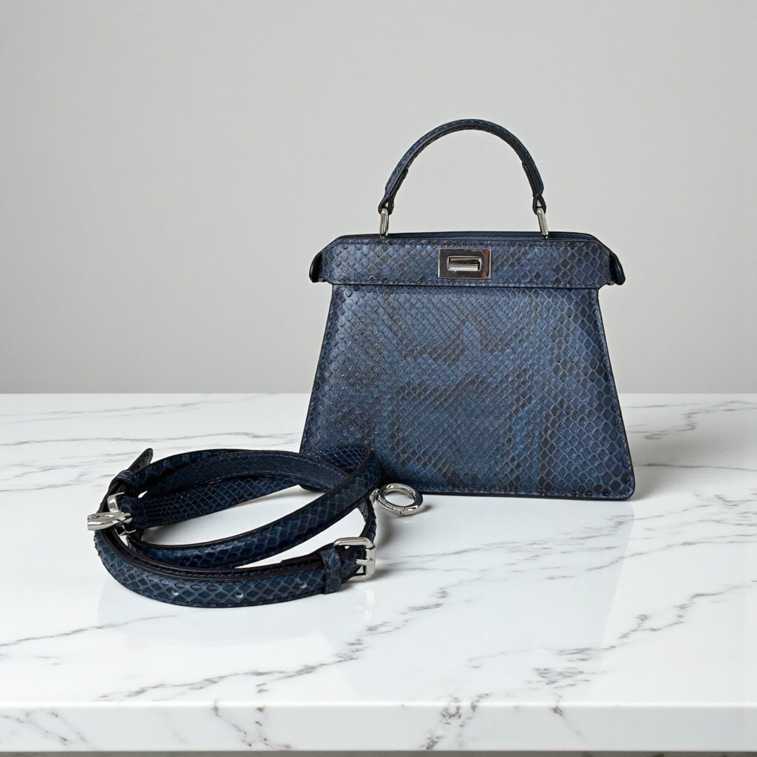 Fendi Peekaboo ISeeU Petite White Calfskin Lamb Leather Bag, 20 cm