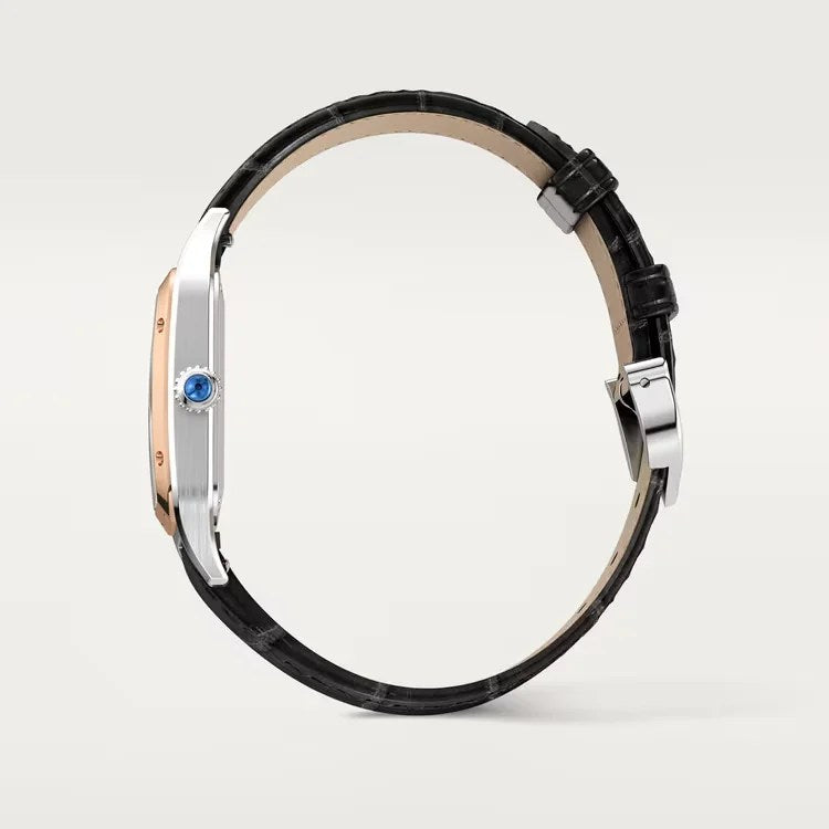 Santos-Dumont Watch 35mm Rose Gold with Black Leather Strap