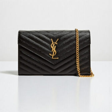 YSL Cassandre Envelope Chain Bag Black – Quilted Calf Leather, Gold Hardware