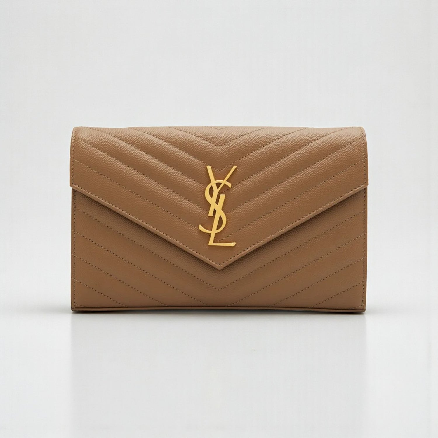 YSL Cassandre Envelope Chain Bag Brown – Quilted Calf Leather