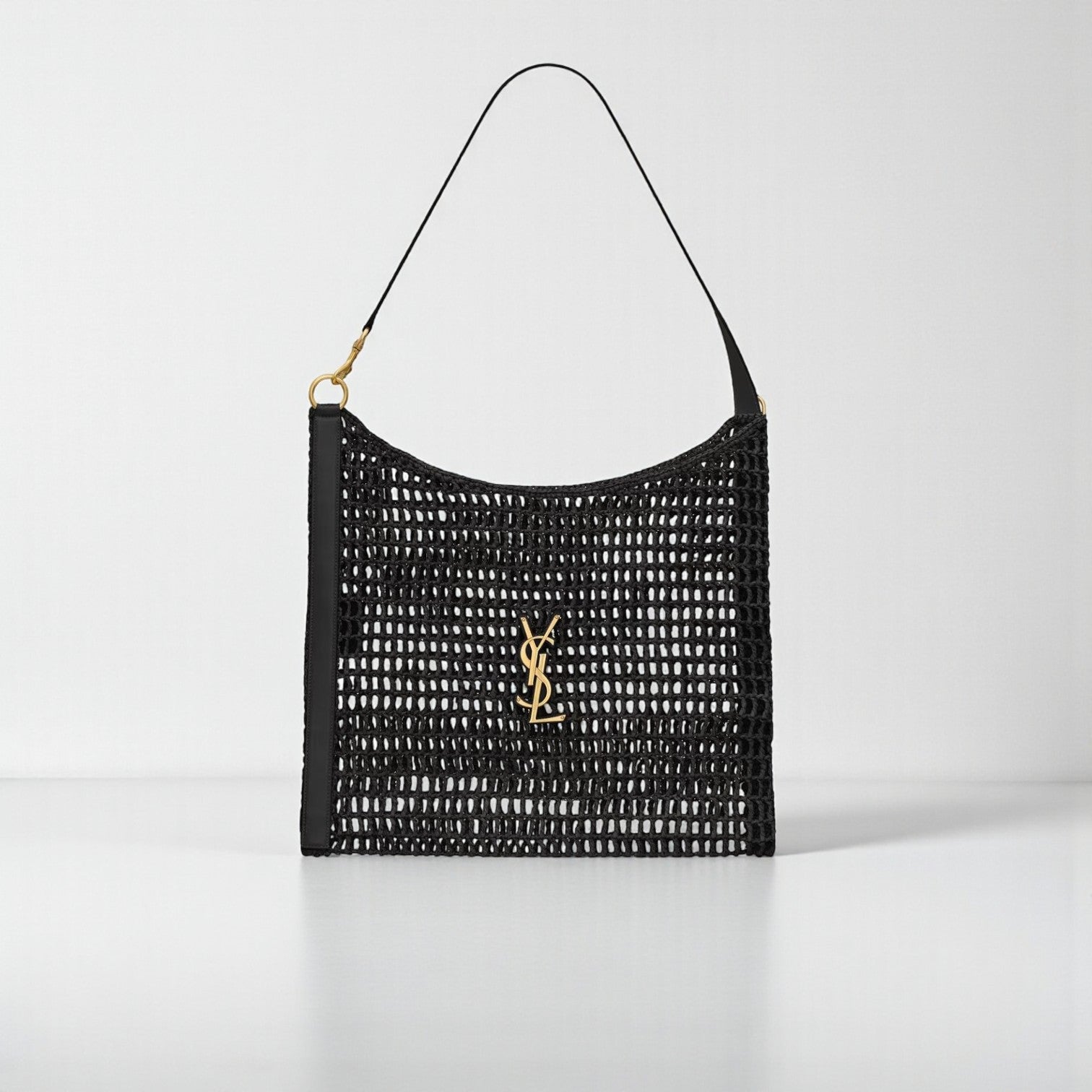 YSL Oxalis Raffia Macramé Handcrafted Shoulder Bag
