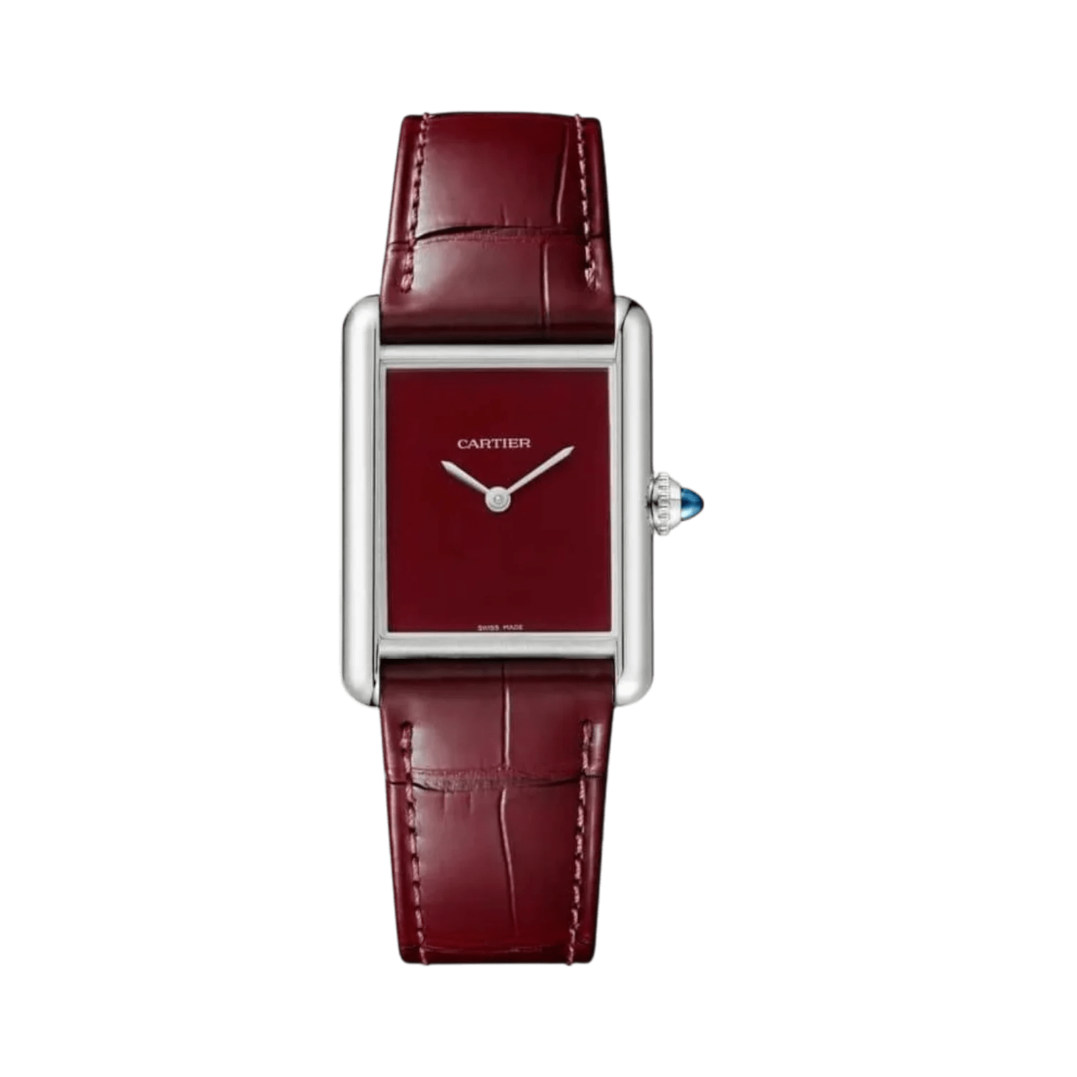 Tank Must de Cartier Watch with Red Alligator Strap