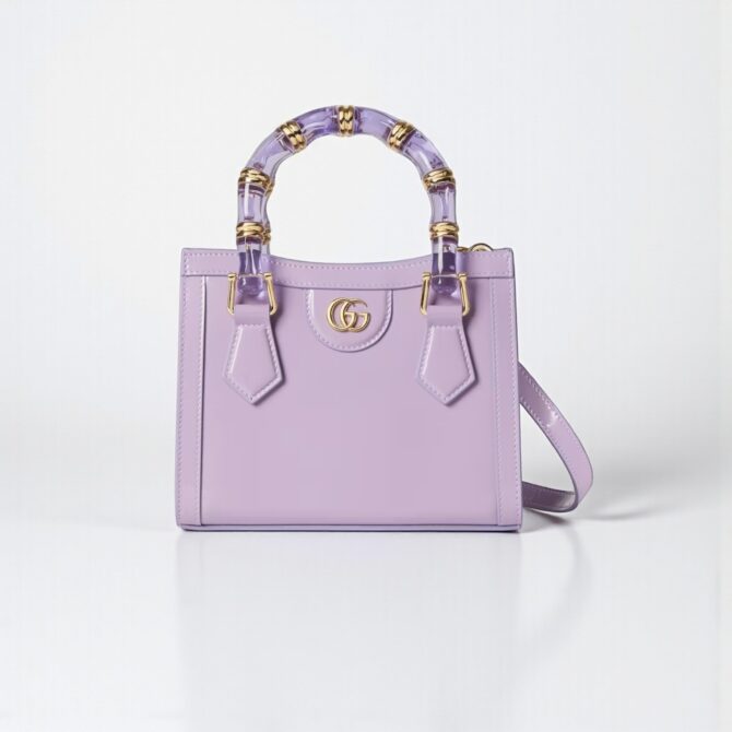 Gucci Diana Tote Bag Lilac Shiny Leather, 20cm