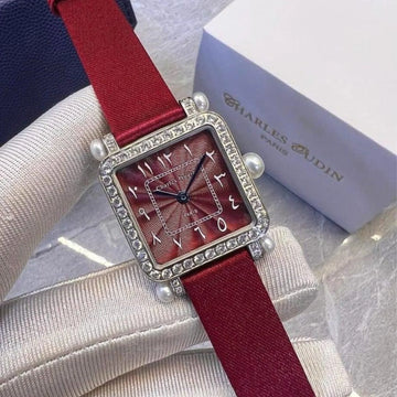 Pansy Retro 24mm White Steel Watch with Pearls & Straps