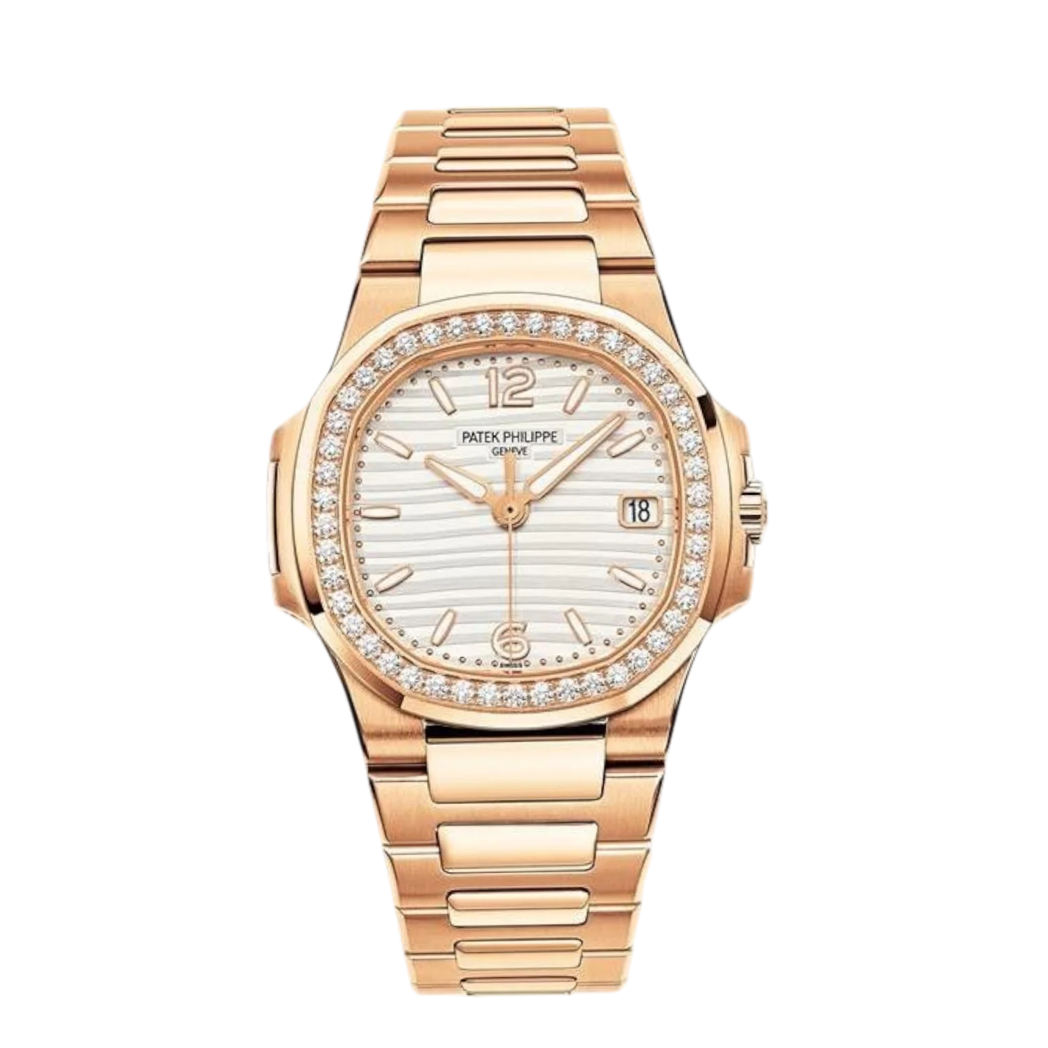 Nautilus Quartz Ladies Watch – 32mm Rose Gold, Stainless Steel, Zircon