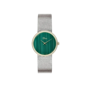 La D de Dior Satine Watch with Malachite & Gold Finish