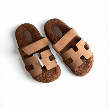 Hermes Chypre Sandal, Chamois Leather Upper, Rubber Sole