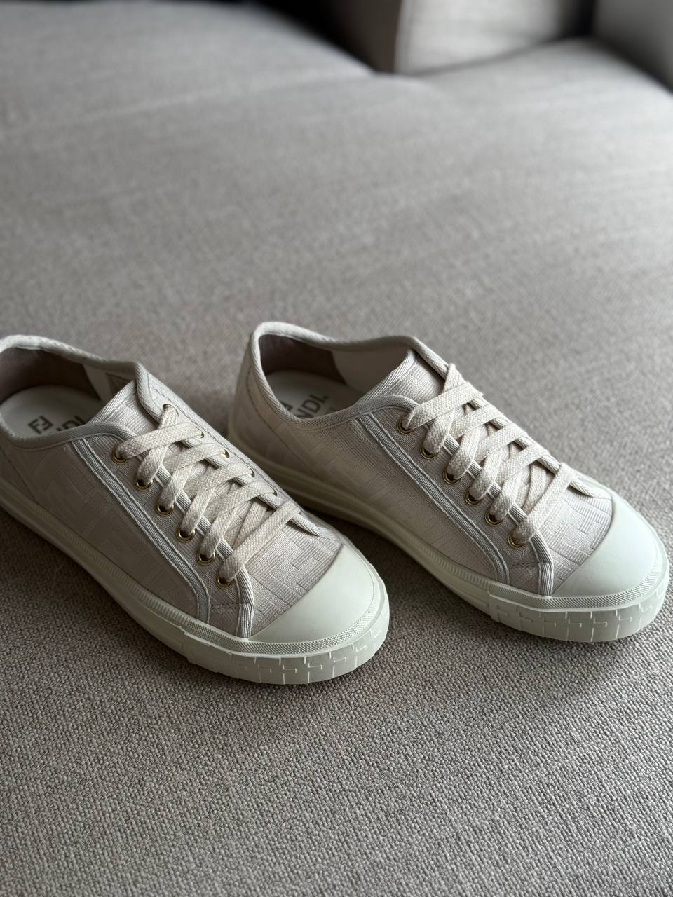 Fendi Shoes, Canvas Exterior, Rubber Outsole, Box with Little Damage