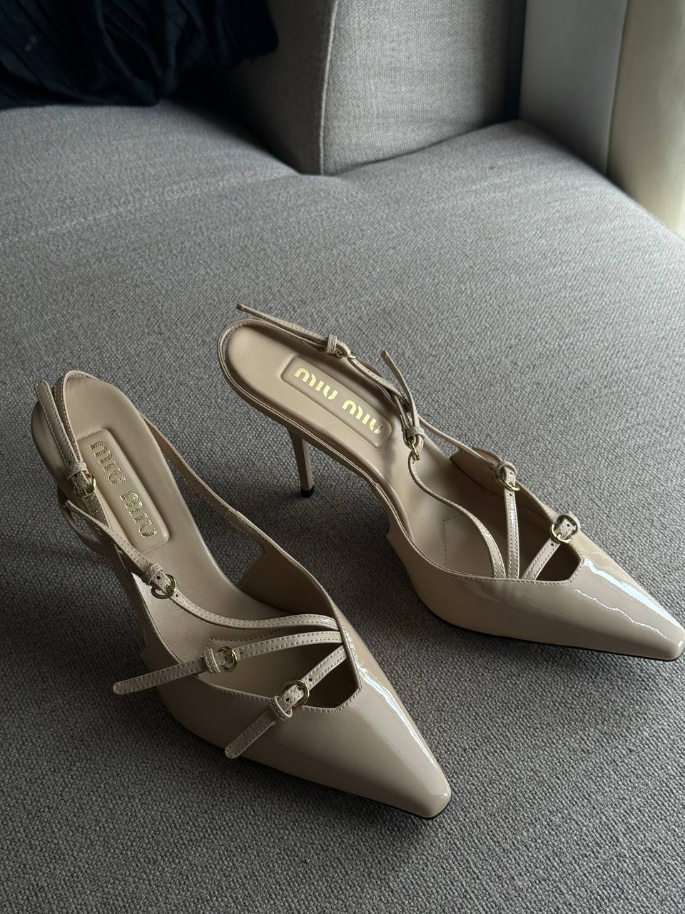 Miu Miu Patent Leather Slingbacks Heels, 4" Heels, Box with Little Damage, No Brand Bag