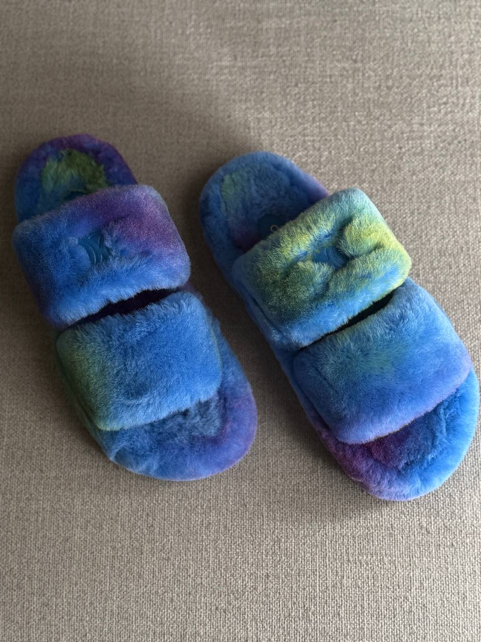 Celine Fur Slides, Shearling Insole & Exterior, Rubber Outsole, Box Damaged, No Brand Bag