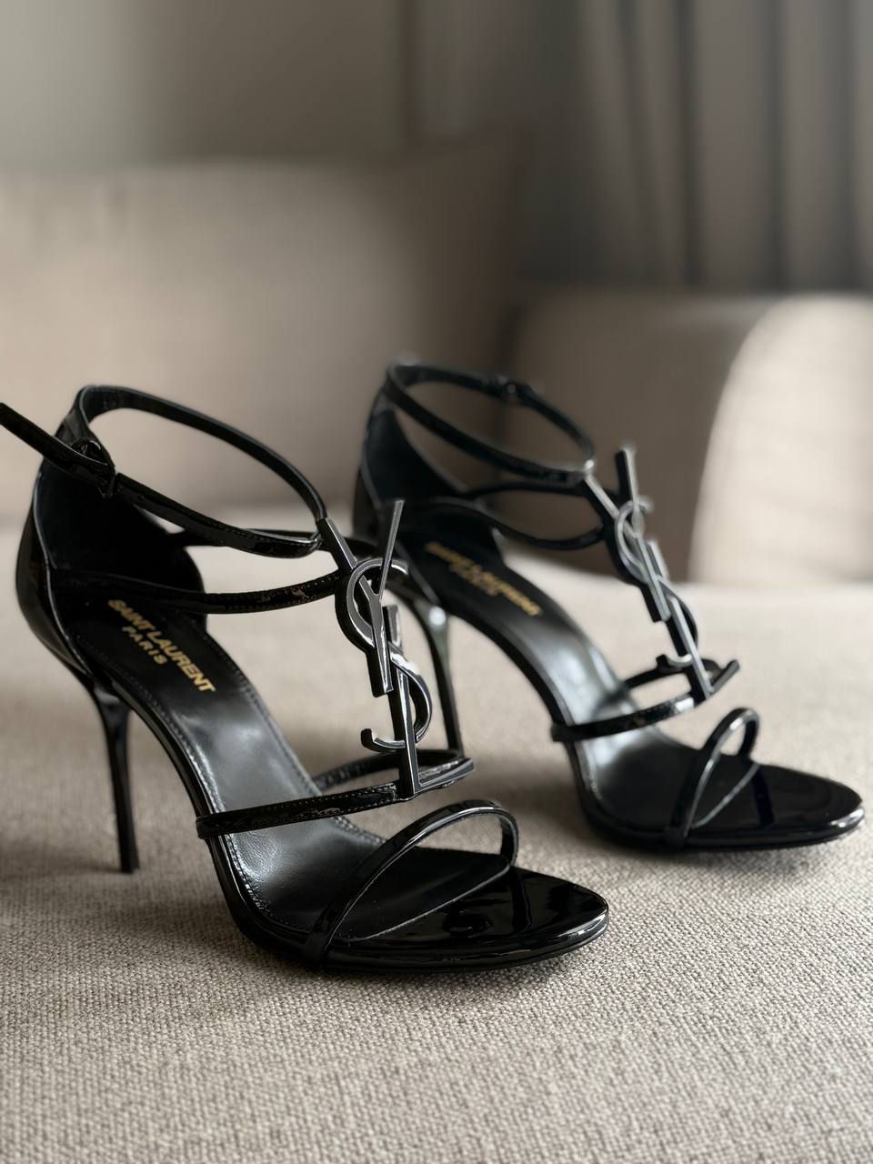 YSL Cassandra Logo Heels, 4" Heels, Patent Leather, Box Damaged