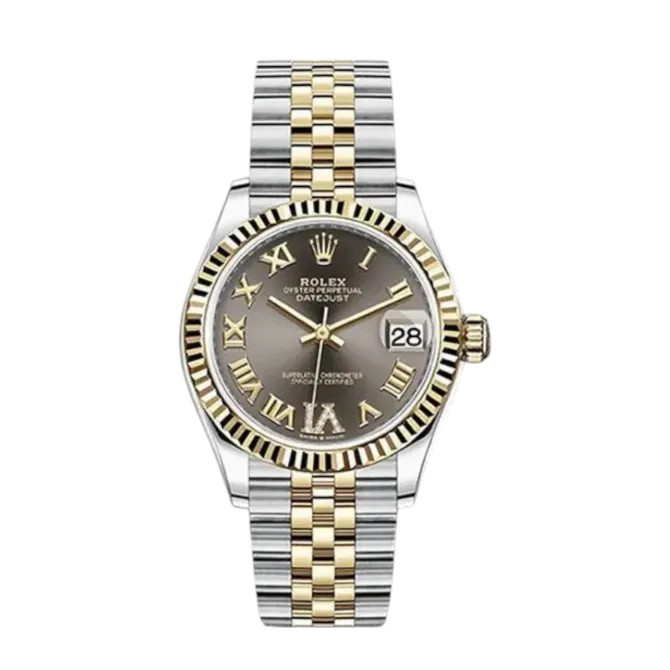 Datejust 31mm – Dark Grey Dial, Two-Toned Stainless Steel, Zircon