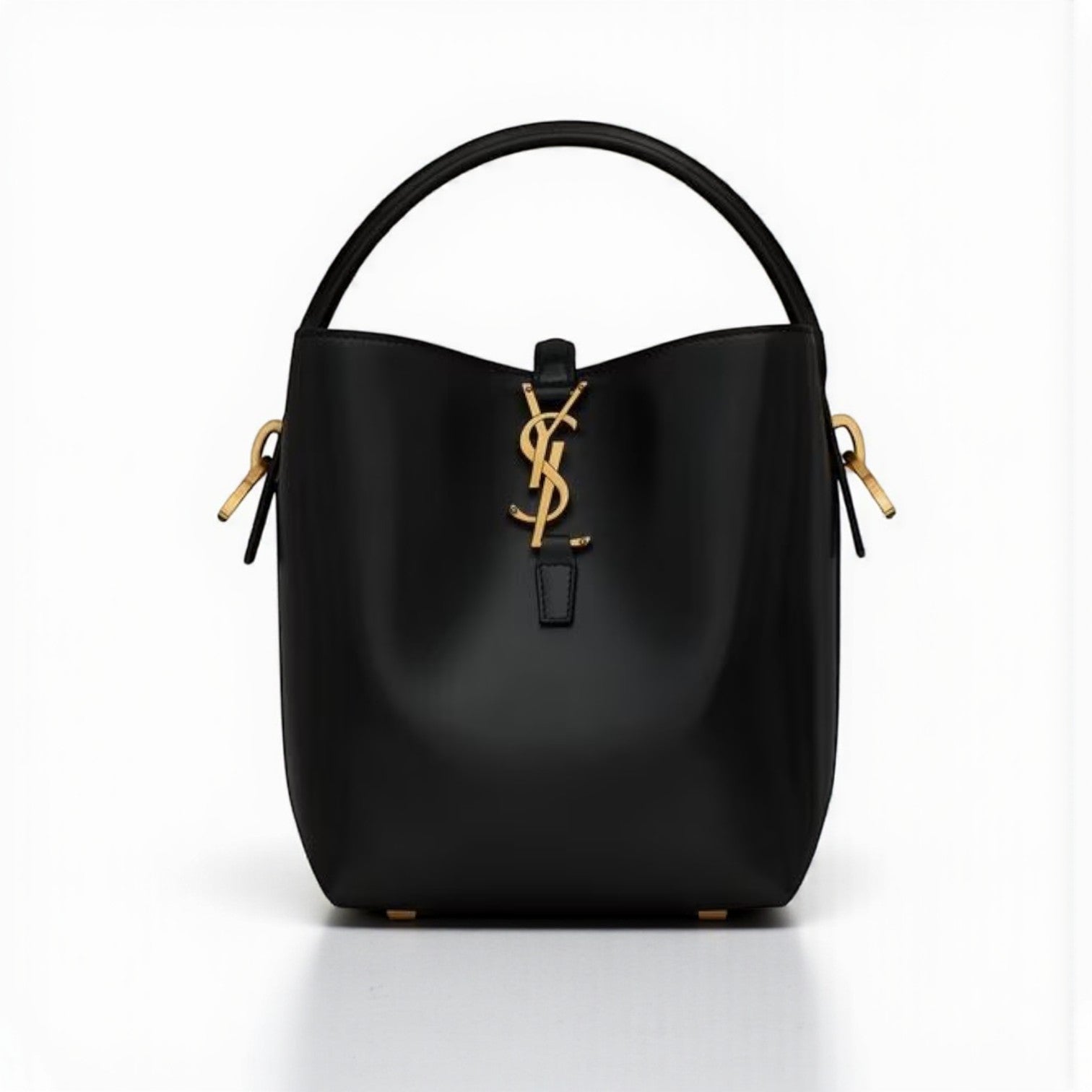 YSL LE 37 Small Bucket Bag Black Shiny Leather 18cm