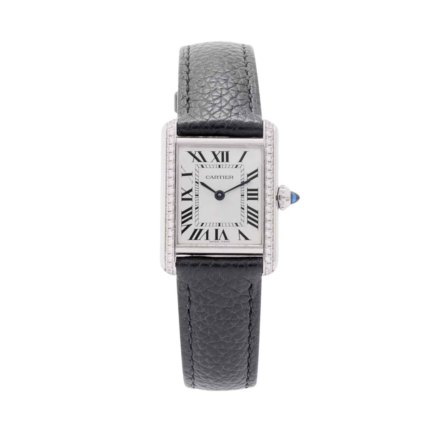 Tank Must de Cartier Watch 25mm Steel with Black Calfskin Strap