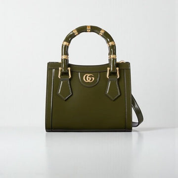 Gucci Diana Tote Bag in Forest Green Shiny Leather, 20cm