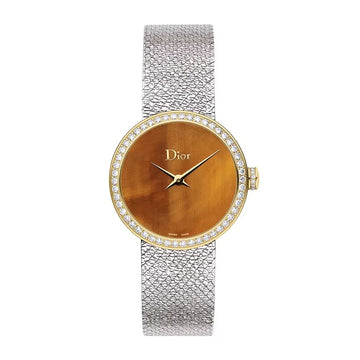 La D de Dior Satine Watch in Yellow Gold & Steel