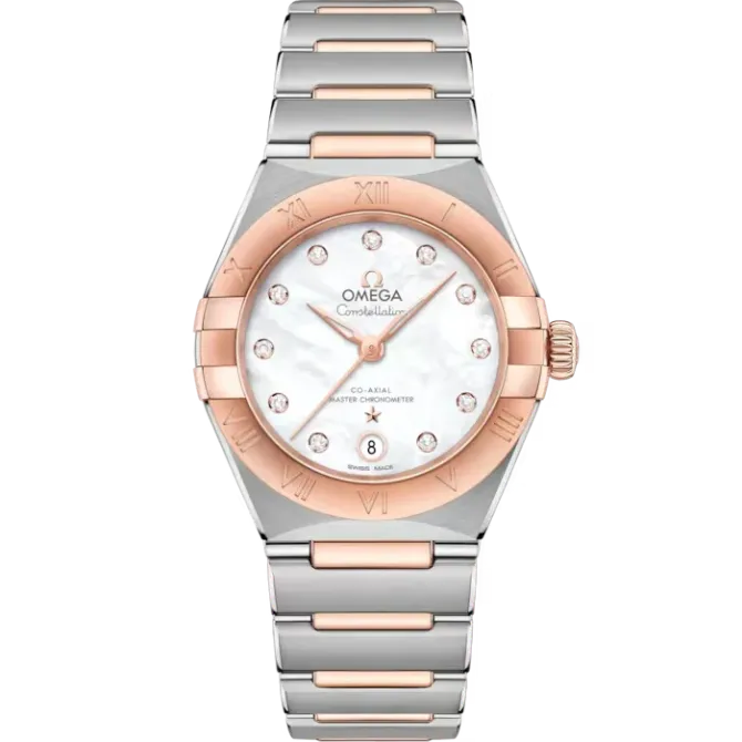Omega Constellation – 27mm Rose Gold, Stainless Steel, Zircon