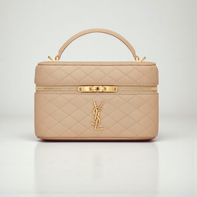 YSL Gaby Vanity Mini Bag in Beige Lambskin Leather, 18cm