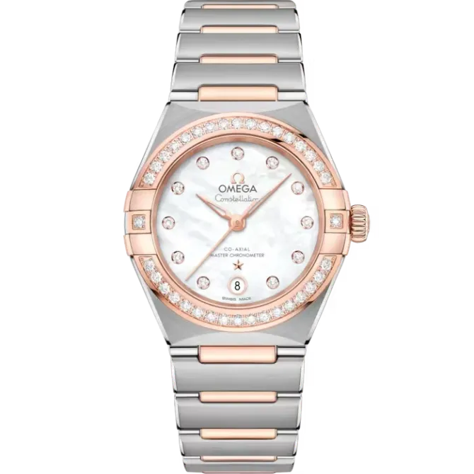 Omega Constellation – 27mm Rose Gold, Stainless Steel, Zircon