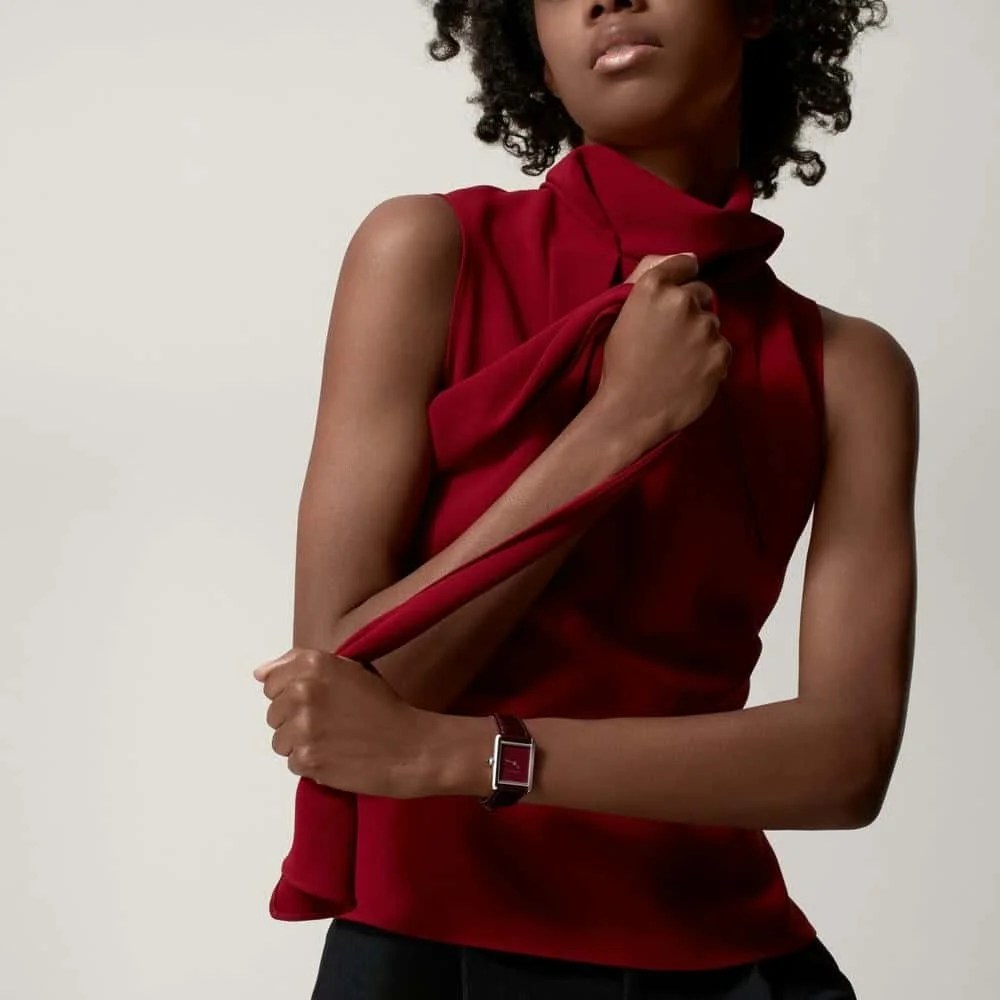 Tank Must de Cartier Watch with Red Alligator Strap