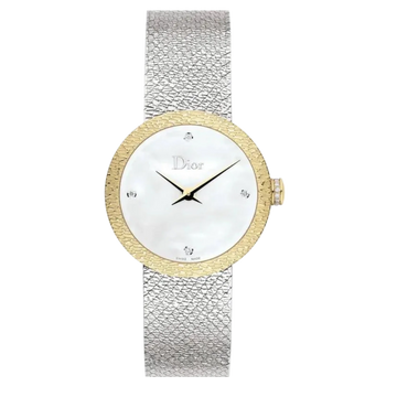 La D de Dior Satine Watch in Gold with Pearl & Zircon